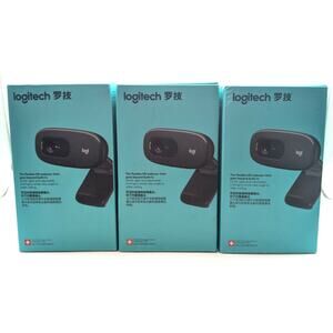 3x Logitech C270 HD Webcam 720p 30fps Built-In Mic USB New In Box Video Calling